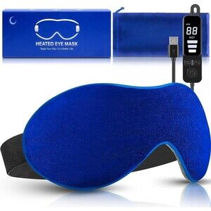Heated Eye Mask Dry Heat Compress w Flaxseed Warm Temperature Timer Control